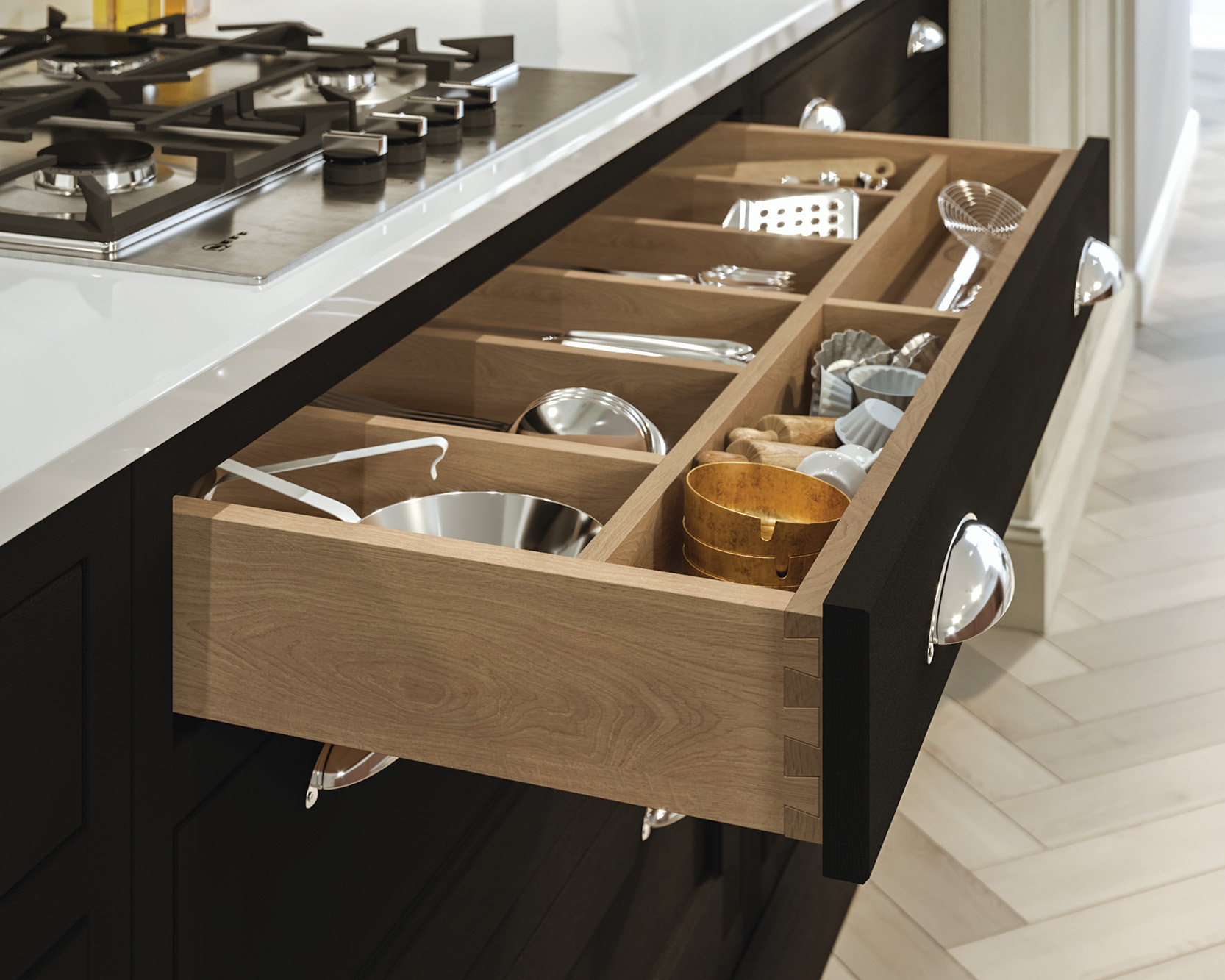 Durham Soft Black – Oak Drawer Inserts