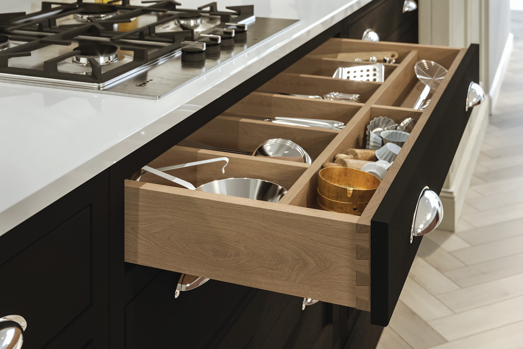 Durham Soft Black – Oak Drawer Inserts